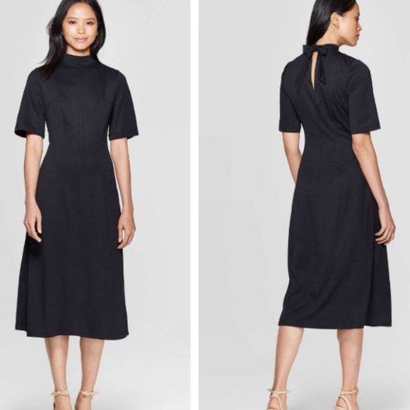 Who What Wear Dresses & Skirts - Who What Wear Black A Line Back Neck Tie Dress